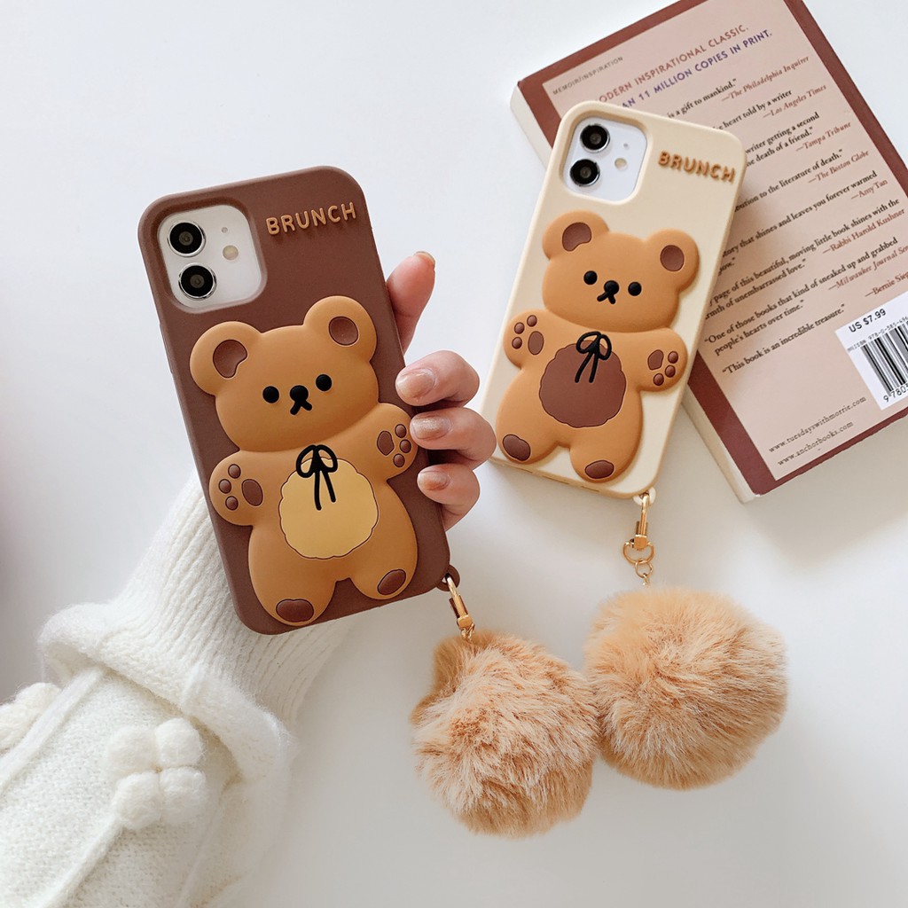 Dễ Thương Ốp Điện Thoại Silicon Mềm Hình Gấu Nâu Cho iphone 15promax 14pro max 14 15 7 8 plus x xs xr xs max 11 11 pro max 12 pro 12 pro max