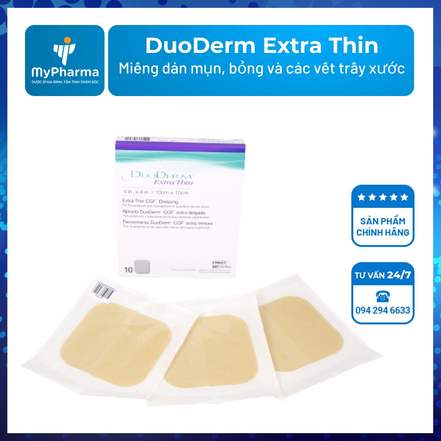 DuoDerm Extra Thin (10 x 10cm - Miếng dán mụn, bỏng và các vết trầy xước