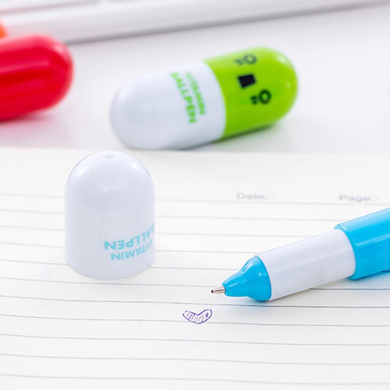 6 Colors Set Cute Pill Shaped Smile Face Pattern Color Pens Drawing Marker Pen