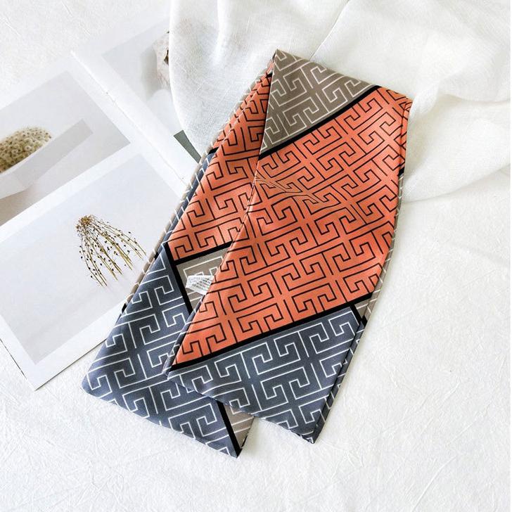 Khăn lụa dài thắt nơ cổ áo sơ mi công sở, khăn quấn tóc túi xách, làm thắt lưng size 145x15cm nhiều mẫu