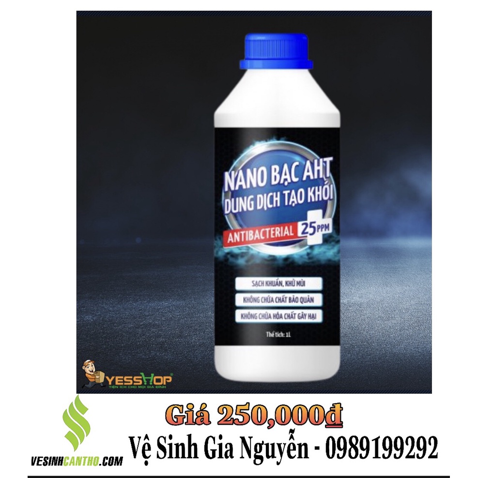 Dung dịch khử khuẩn tạo khói Nano Bạc AHT 1 lít, Dùng Cho Máy Phun Khói Diệt Khuẩn Khử Mùi
