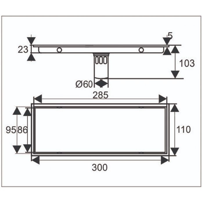 Thoát sàn chống mùi hôi (Dạng phễu nước) Inox sus304 (Xịn Đẹp) (Kiểu dài 30x11cm) cho Biệt thự, Khách sạn, Resort, v.v