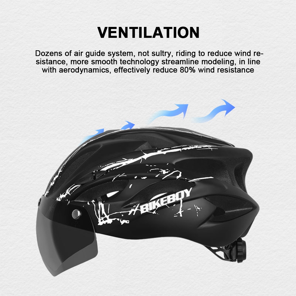 Mũ bảo hiểm đi xe đạp kèm kính bảo hộ nam châm có thể tháo rời