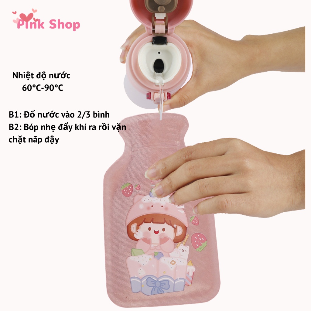 Túi chườm ấm nóng lạnh, Túi giữ nhiệt Pinkshop đa năng giảm đau bụng kinh 280ml