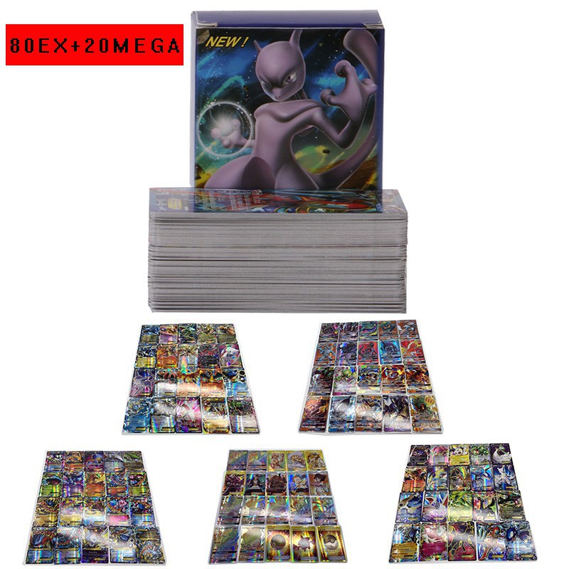 Bộ thẻ bài chơi game Pokemon RARE 80EX+20GX TCG