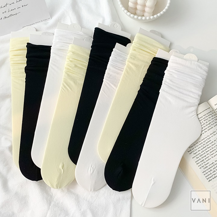 [BẢNG 1] Tất Nhún Gân Tăm Chất Thun Mỏng Mịn, Unisex Kiểu Vintage Hàn Quốc - Vani Store [TAT00037]