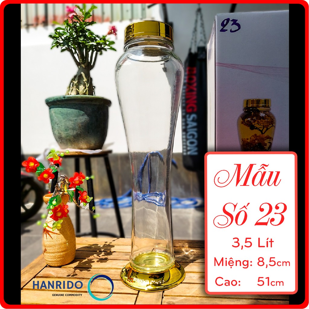 Bình ngâm rượu thủy tinh Hàn Quốc 3L hình Trụ tròn - HANRIDO. Phóng sâm - Sang trọng - Sức khỏe