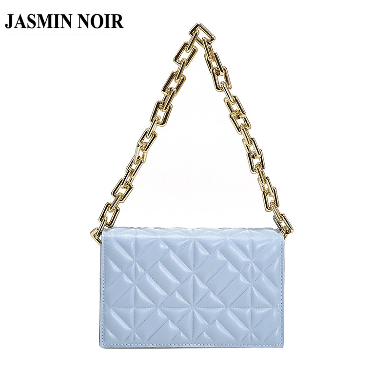 Túi Đeo JASMIN NOIR Chéo Nắp Gập Họa Tiết Caro Phối Dây Đeo Sợi Xích Thời Trang Cho Nữ