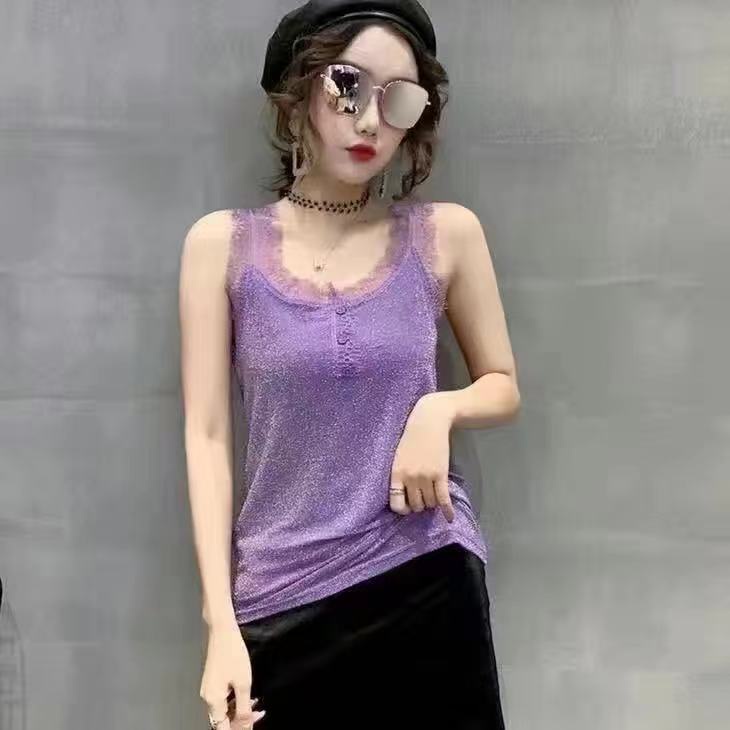 Áo hai dây cổ chữ V phối ren size lớn dành cho nữ 80-200 catties