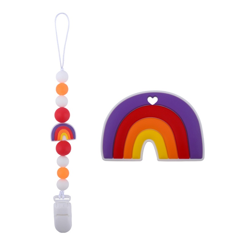 Bộ Kẹp Núm Ti Giả Bằng Silicon Màu Cầu Vồng Hoạt Hình Cho Bé Gái