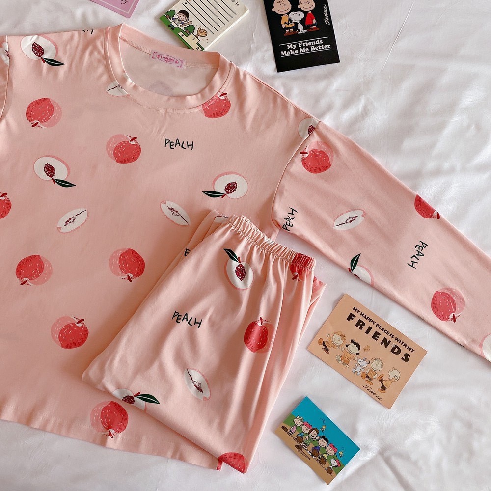 Đồ ngủ nữ dài tay thun cotton, Đồ bộ nữ dài tay dễ thương | BigBuy360 - bigbuy360.vn