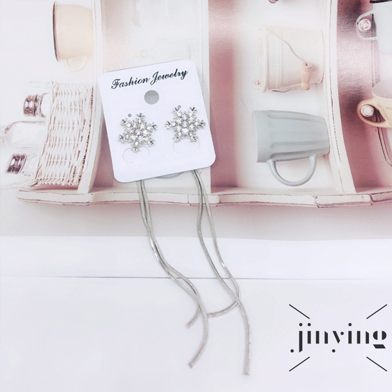 GETNOIVAS Khuyên tai dáng dài hình hoa tuyết phong cách Hàn Quốc thời trang cho nữ