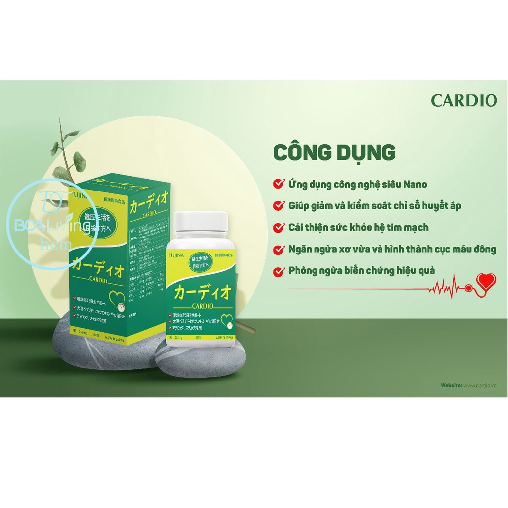 Viên hạ huyết áp Cardio nhật bản Hỗ trợ hạ huyết áp, kiểm soát chỉ số huyết áp ngăn ngừa xơ vữa động mạch.