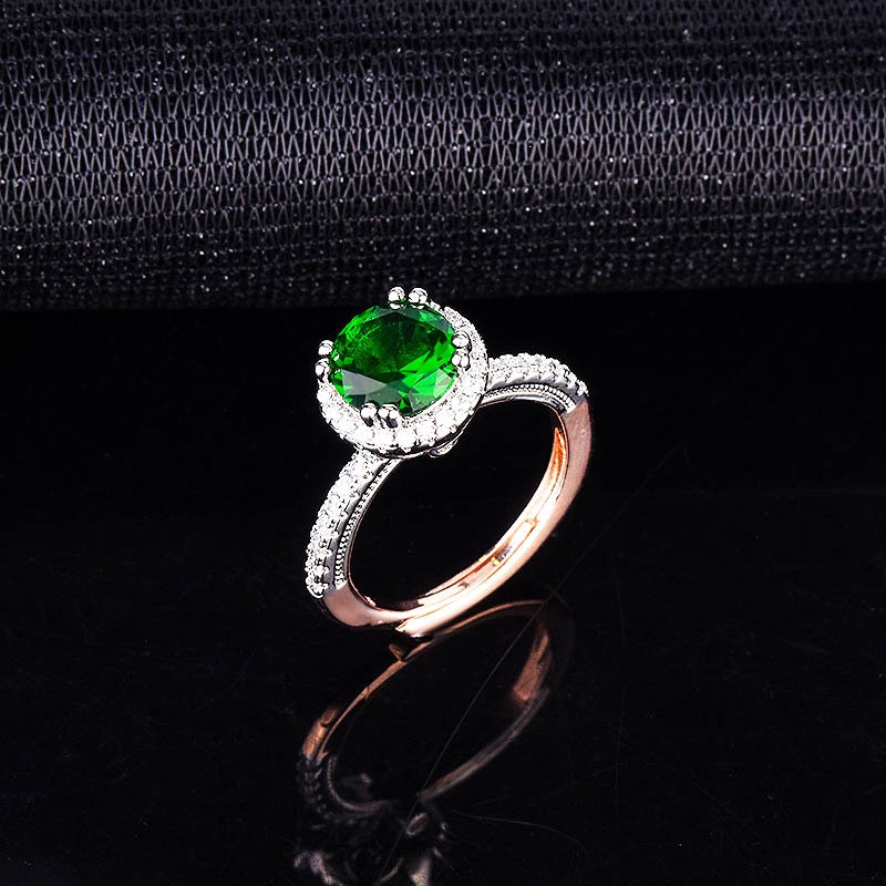 Nhẫn Đính Hôn Bạc 925 Mặt Hoa Hồng Có Thể Điều Chỉnh Kích Cỡ