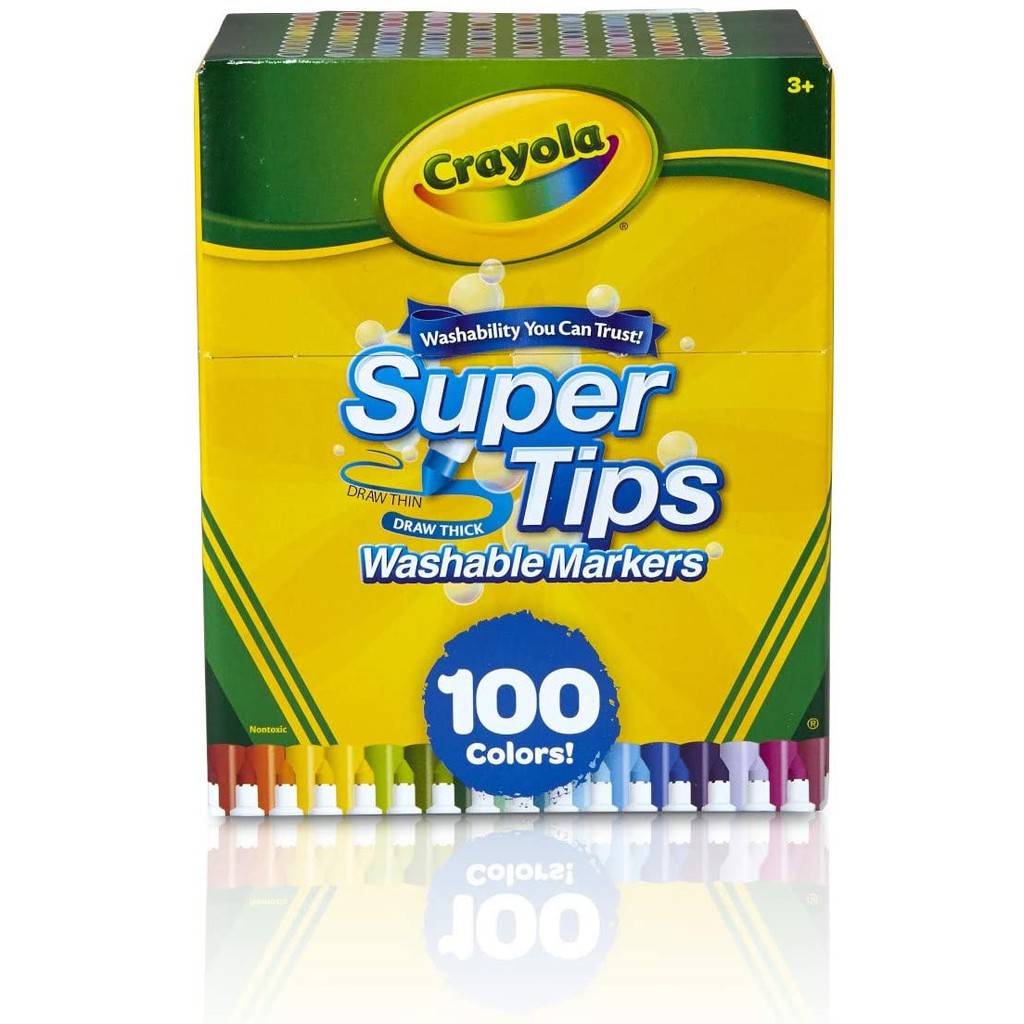 Bộ 100 cây Bút lông Dễ tẩy rửa Crayola Supertips, Nét thanh nét đậm