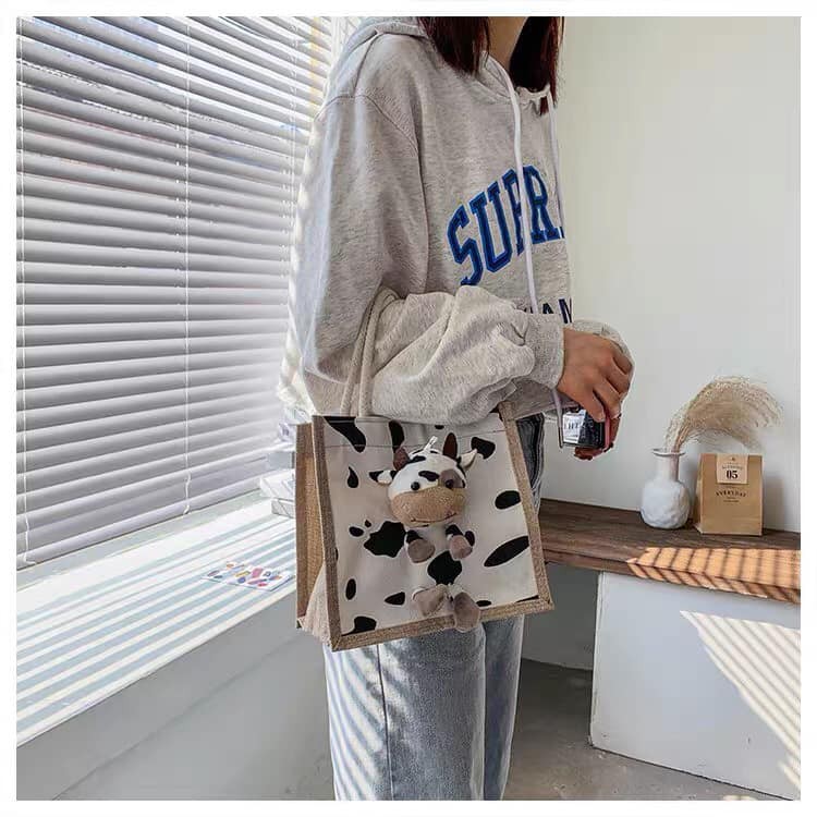Túi cói mini tặng kèm bò sữa dễ thương | BigBuy360 - bigbuy360.vn