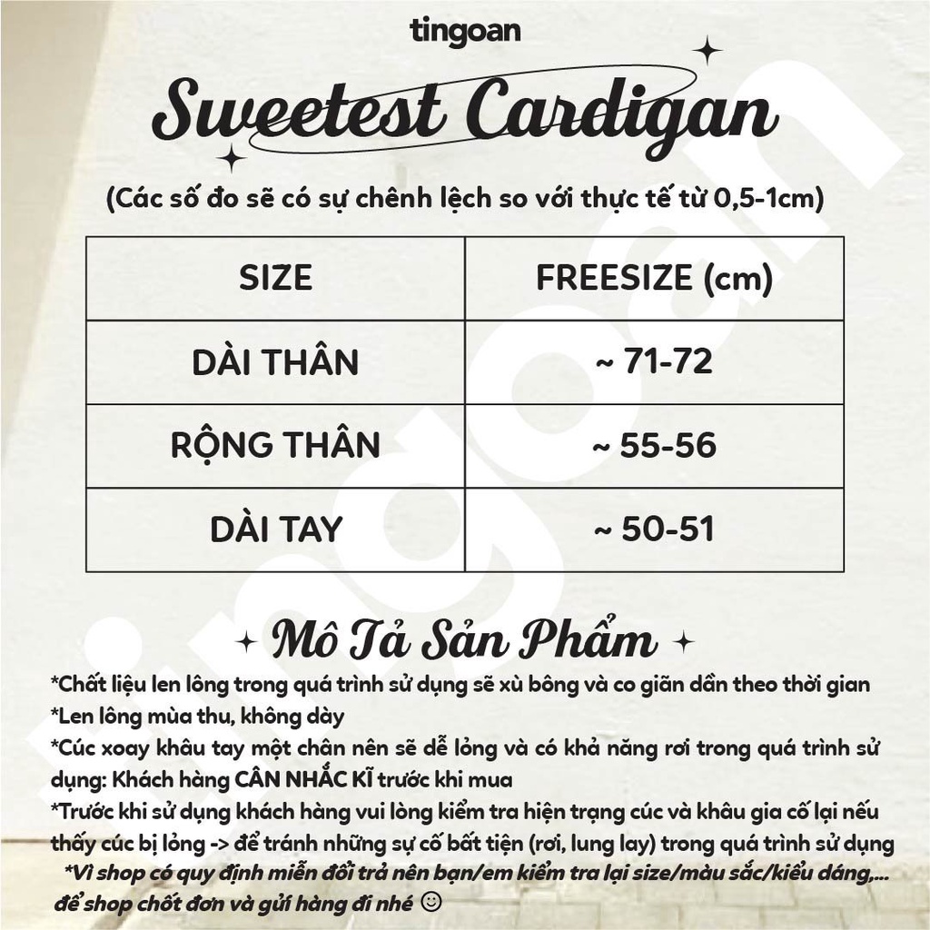 TINGOAN® - Áo khoác len xù cardigan đen viền trắng SWEETEST CARDIGAN/BL