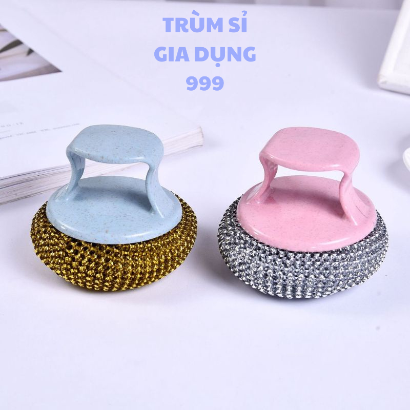 dụng cụ chùi xoong có tay cằm có thể tháo rời, dụng cụ rửa chén vệ sinh xoong nồi đa năng tiện lợi