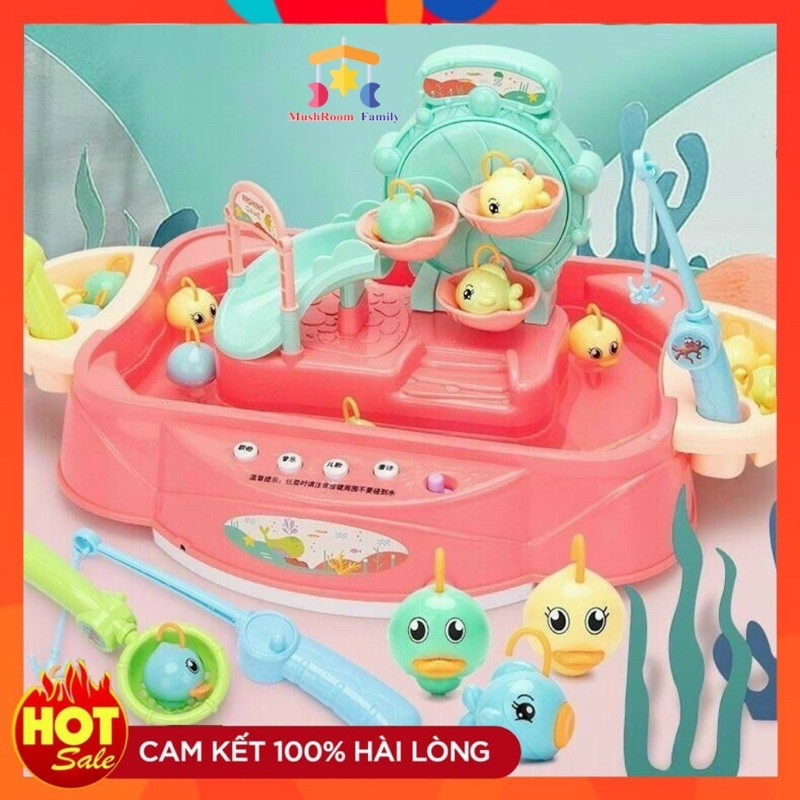 [Phát Nhạc] Hộp Đồ Chơi Câu Cá Cầu Trượt Dùng Nước Thật, Phát Nhạc, Sạc Pin Cao Cấp Cho Bé