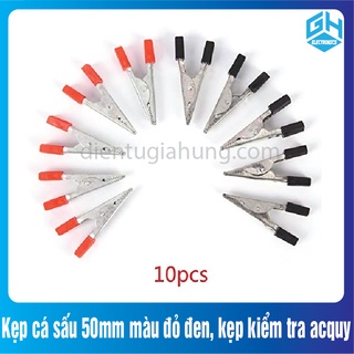 COMBO 10 chiếc Kẹp cá sấu 50mm màu đỏ đen, kẹp kiểm tra acquy