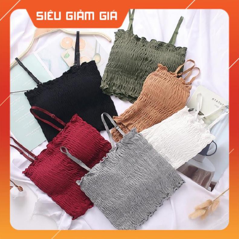 ÁO QUÂY NHÚN🌼[FREESHIP - LOAI 1]Áo hai dây nhún chun siêu xinh hàng Quảng Châu cao cấp, có đệm lót và dây điều chỉnh