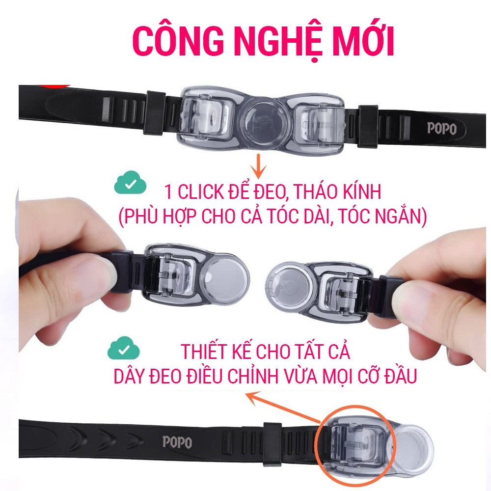 Kính bơi người lớn tráng gương kèm bịt tai kẹp mũi cho nam nữ, cho bé trẻ em