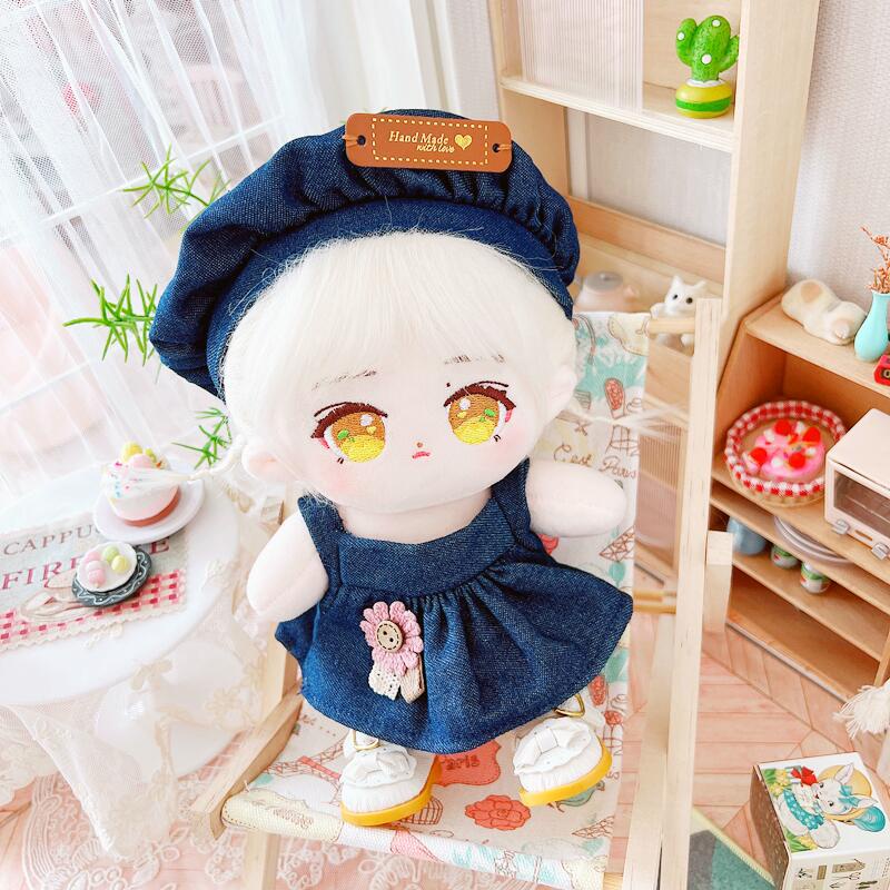 Set Đầm Denim + Nón Yibo Chen Linong Ikun TFBOYS Karry TNT Dễ Thương 20cm Làm Quà Tặng Cho Búp Bê