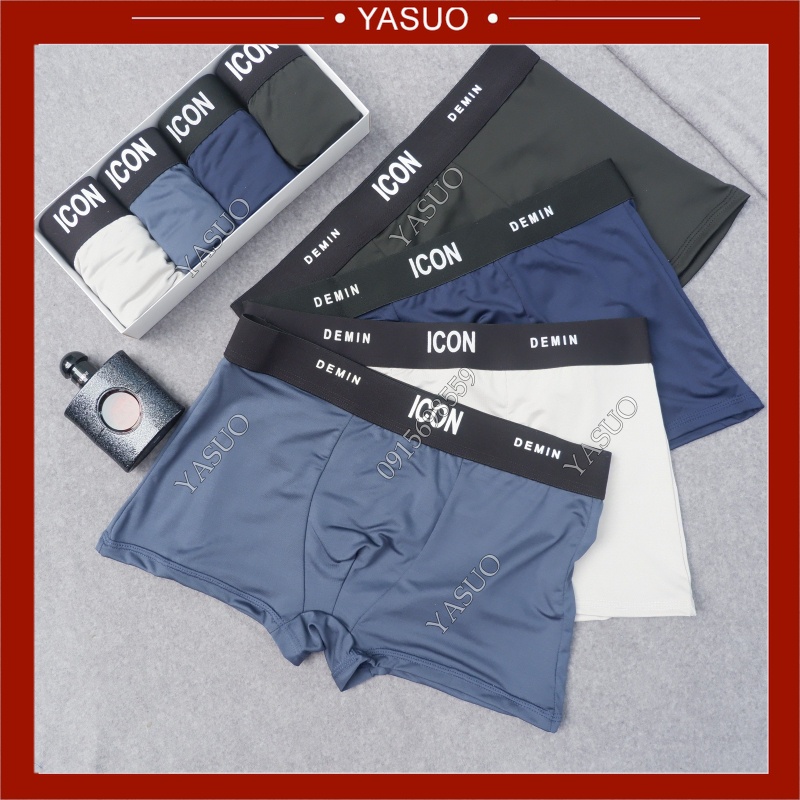 Quần sịp đùi nam thun lạnh, Quần lót nam boxer thun lạnh cao cấp co dãn 4 chiều đủ size đại tới 80kg - Yasuo