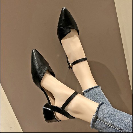 [SẴN 37 36 đen] Giày búp bê mũi nhọn đế 5cm Hàn Quốc | BigBuy360 - bigbuy360.vn
