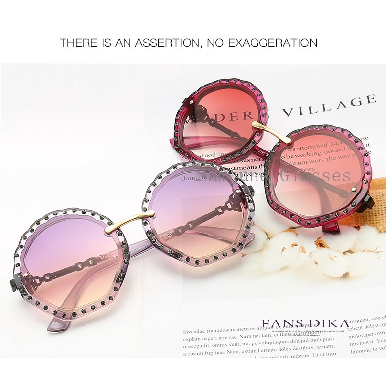 Kính mát Samjune gọng tròn bằng kim loại đính ngọc trai giả sang trọng cho nữ