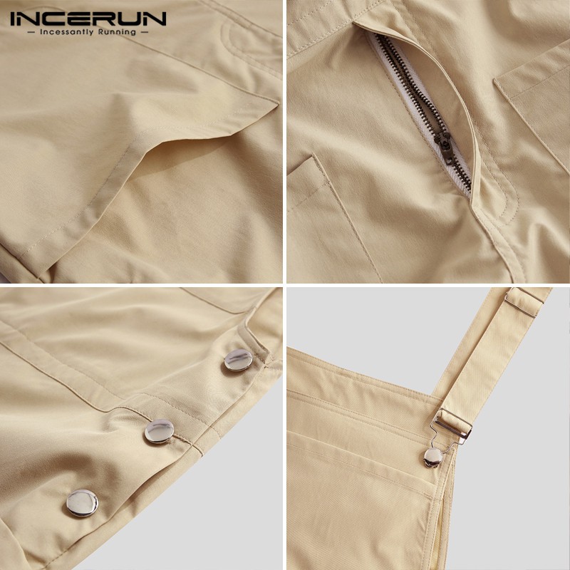 Quần yếm baggy INCERUN màu trơn phong cách thời trang vintage dành cho nam | BigBuy360 - bigbuy360.vn