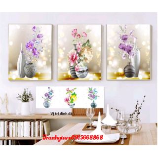 Tranh đính đá cao cấp bình hoa tuyệt đẹp