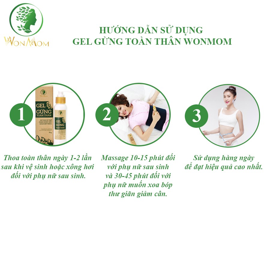 [ Giảm 35K - Đơn 339K ] Gel gừng toàn thân giảm nhức mỏi Wonmom 70g