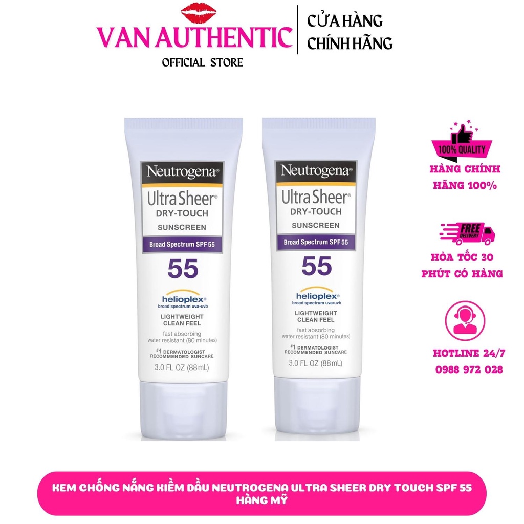 Kem chống nắng Neutrogena Ultra Sheer Dry Skin SPF 55 SPF 70 SPF 85 SPF 100 88ML