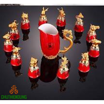 Bộ Ly 12 Con Giáp Bằng Sứ Tráng Men Cao Cấp Sang Trọng Tinh Tế Và Bền Bỉ Thích Hợp Làm Qùa Tặng