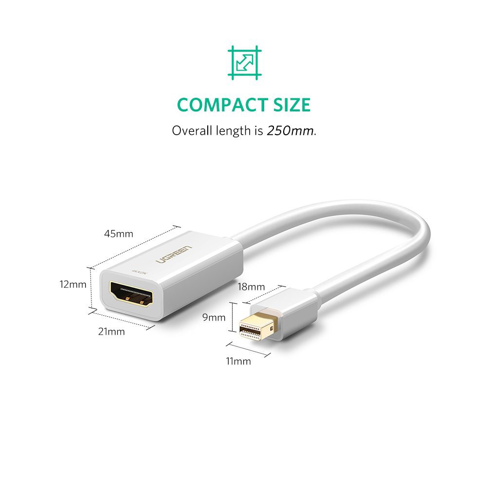 Cáp chuyển Mini Displayport to HDMI ( âm ) Ugreen 40361 hỗ trợ 4k