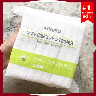 Bông tẩy trang |free ship| bông miniso nhật 180 miếng