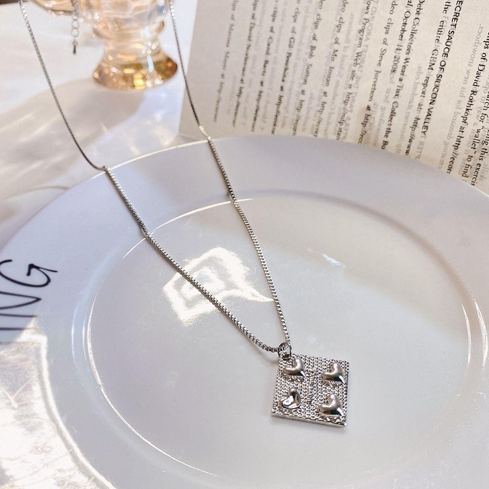 Vòng cổ Bằng Thép Titan Mặt Hình Học Đơn Giản Phong Cách Hàn Quốc Cho Cặp Đôi