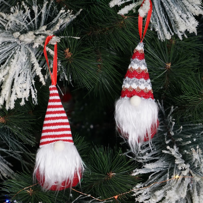 Set 6 Búp Bê Hình Ông Già Noel Đội Mũ Len Mini Không Mặt Trang Trí Cây Thông Giáng Sinh