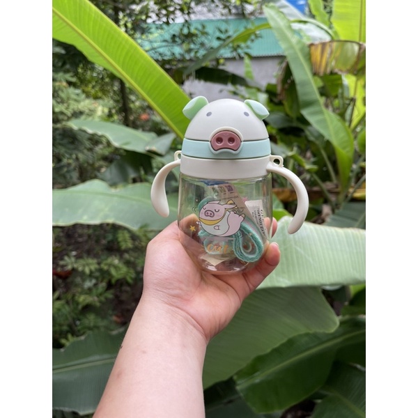 ( Tặng dây đeo ) Bình tập uống nước cho bé có tay cầm, Bình nước cho bé cao cấp 350ml bằng nhựa PP chịu nhiệt tốt