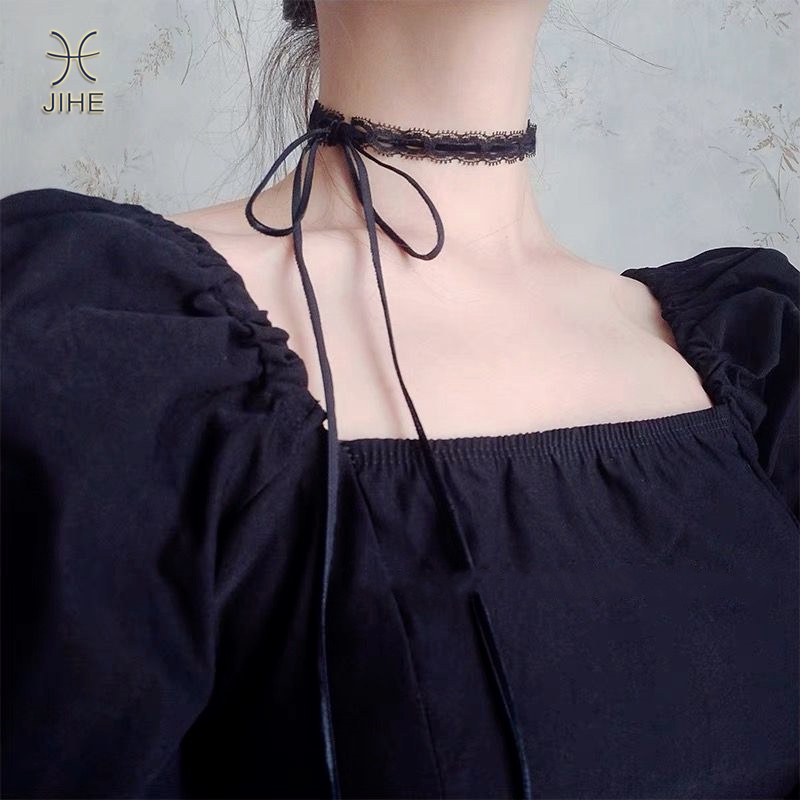 【JIHE】Vòng Cổ Choker Phối Ren Hình Lông Mi Thời Trang Nhật Hàn