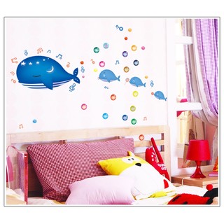 Decal dán tường cá voi xanh BinBin EB102 108 x 134 cm