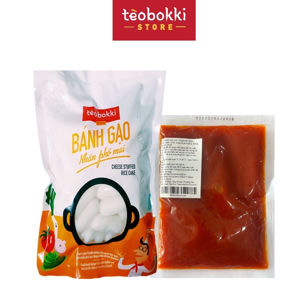 Combo tokbokki nhân phô mai kèm sốt Bánh gạo nhân phô mai Tèobokki