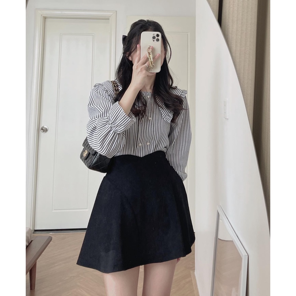 (ảnh thật) Audrey Somi cổ bèo sọc dọc 7985