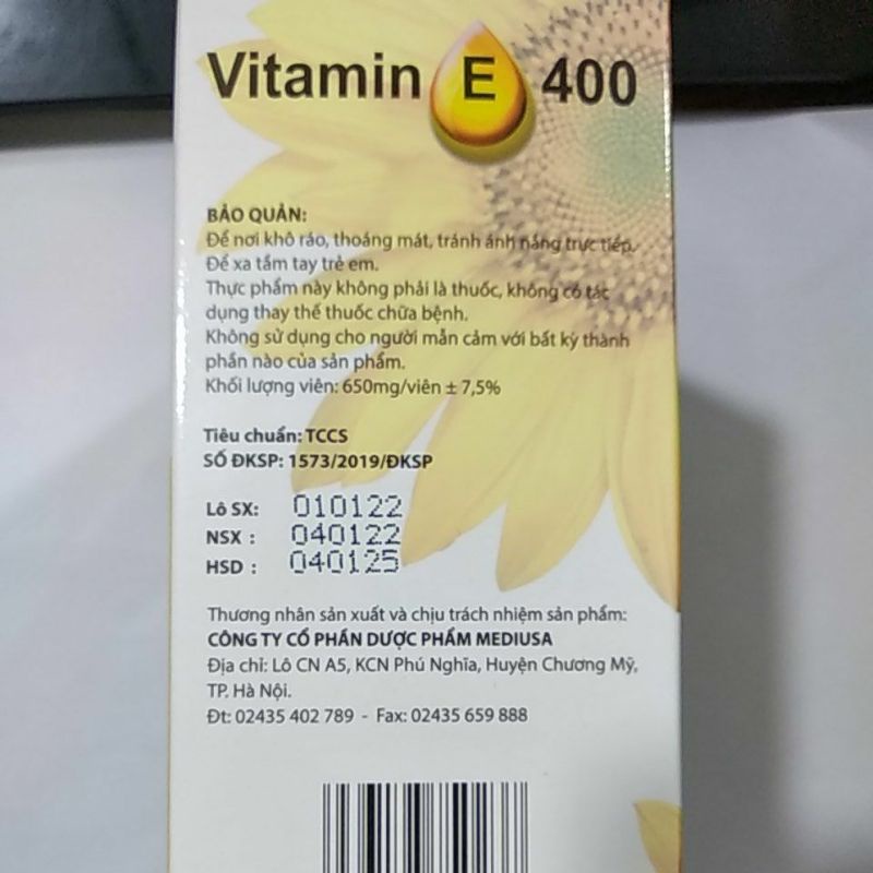 Vitamin E 400 : Làm chậm quá trình lão hóa da, giúp làm đẹp da và