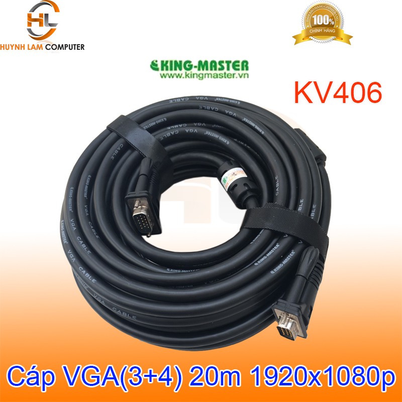 Cáp VGA 20m KingMaster KV406 (3+4) FullHD sắc nét - Hàng chính hãng