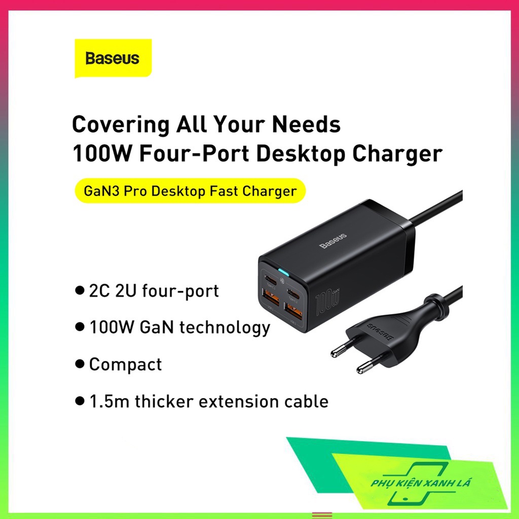 Bộ sạc Baseus 65W GaN3 Pro 4 trong 1 cho iPhone 13 12 Pro Max Máy tính bảng Xiaomi Samsung