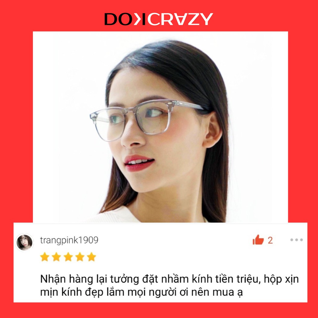 Gọng kính cận vuông nam nữ DOKCRAZY mắt không độ giả cận phong cách retro Hàn Quốc SINO