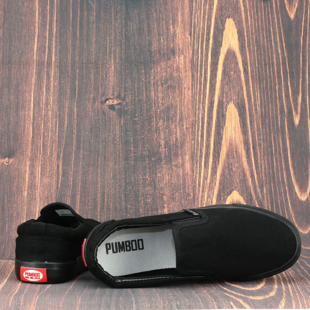 Giày Lười Nữ PumBoo Màu Full Đen Tem Gót Đỏ