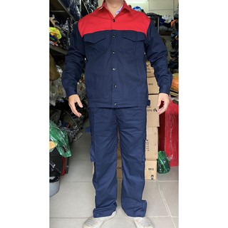 Quần áo bảo hộ phối màu vải kaki cotton dày